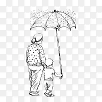 伞下老奶奶的背影