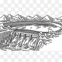 线描水库
