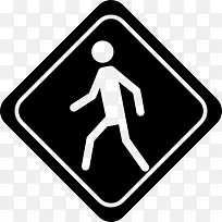 步行步行交通信号的菱面体形状图标