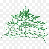 杭州标志性建筑线稿