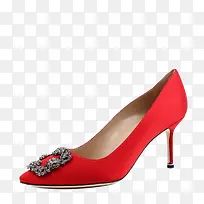 马诺洛品牌红色镶钻女鞋高跟鞋