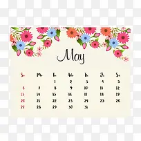 灰色2018年5月花朵日历