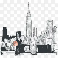 手绘纽约城市建筑
