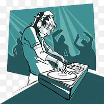 夜店音乐DJ插画