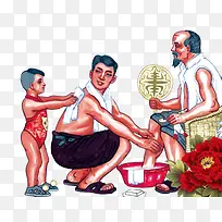 百善孝为先漫画动画素材