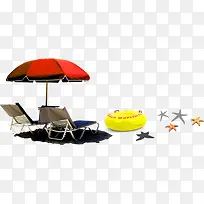 太阳伞躺椅沙滩元素