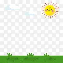 绿色草地太阳矢量图