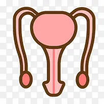 红色手绘睾丸人体器官图标