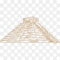 黄色线条玛雅金字塔