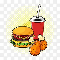 卡通汉堡饮料