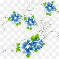 手绘唯美蓝色清新花卉