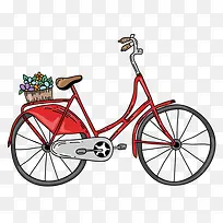 红色卡通自行车