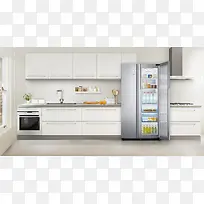 洁白厨房冰箱海报背景