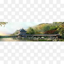 中国园林banner创意设计