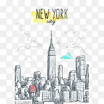 创意手绘纽约城市