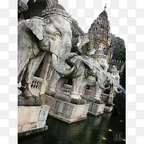 泰国清莱佛教巨象雕塑