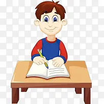 认真听课写字的男子