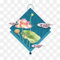 手绘画水墨荷花插画