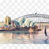 悉尼歌剧院三角喷帖画