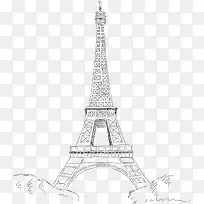 手绘素描建筑埃菲尔铁塔