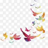 彩色低多边形飞翔的鸟