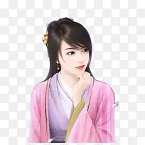 托腮思考素雅美女