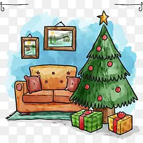 沙发与圣诞树