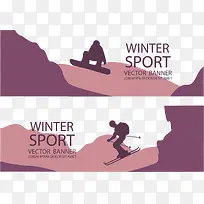 矢量紫色滑雪海报