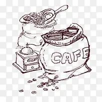 手绘创意素描咖啡豆