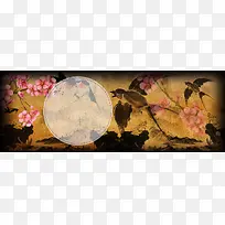 淘宝女装中国风梅花鸟背景banner