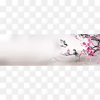 古典中国风梅花鸟背景banner