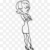 生气的女人手绘漫画卡通人物矢量