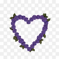 紫色玫瑰心形边框