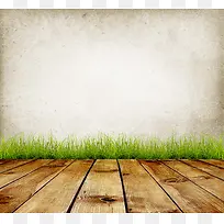 模板地面表面绿草复古墙面