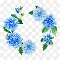蓝色花朵花环图案装饰