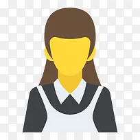 手绘卡通人物无脸头像女服务员