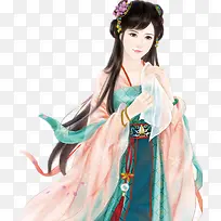 手绘古风手帕女子