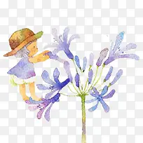 卡通紫罗兰鲜花