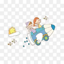 坐在铅笔上的小女孩