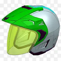 绿色带玻璃面罩的卡通头盔