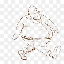 手绘线描大胖子