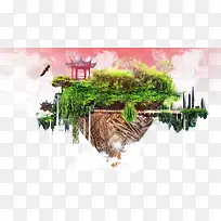 空中阁楼矢量素材