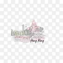 香港涂鸦和垃圾背景矢量插画