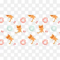 小猫甜甜圈花纹背景图案