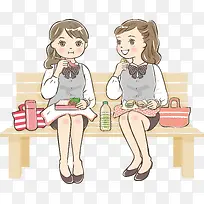 卡通吃饭同学插画
