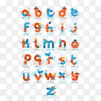 卡通动物造型英文字母排版设计