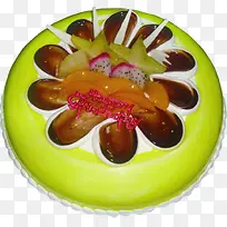 绿色水果蛋糕欧式花纹