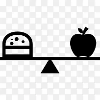 汉堡和苹果在平衡规模图标