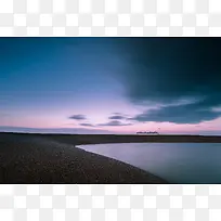 紫色天空日落海岸