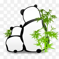 中国的熊猫竹子母子